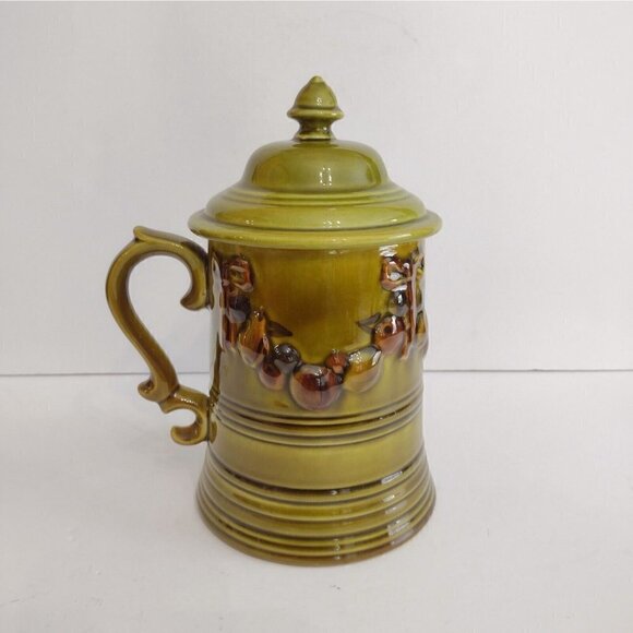 Vtg 1968 Los Angeles Potteries Pitcher Stein Cookie Jar Avacado Green  Fruit - Picture 3 of 11